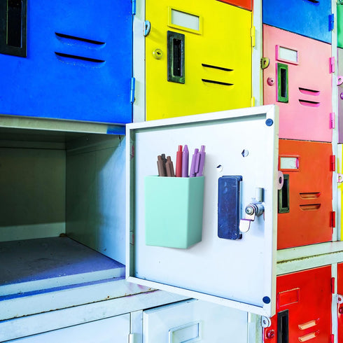 Affrolling 4 Pcs Classroom Magnetic Storage Boxes with Write Wipe Label Magnetic Storage Containers Plastics Pen Holder