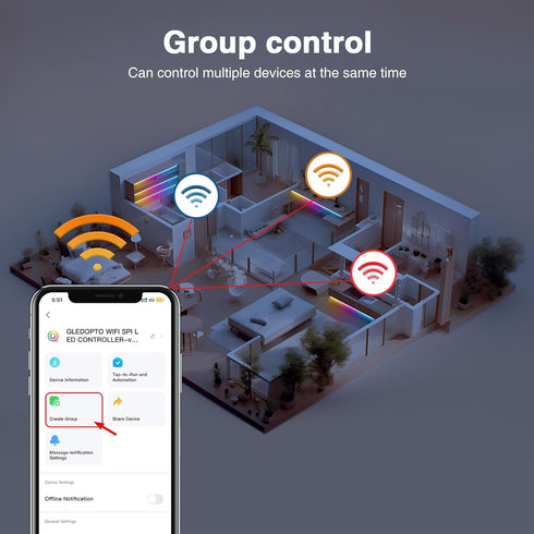 NaveiTech WS2811 WS2812B TM1934A SK6812 WS2805 UCS8904B Tuya SPI LED Strip Controller Mic WiFi UART Download APP