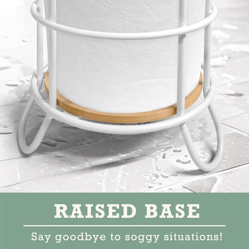 Inspired Living 3 Toilet Paper Holder Stand with Phone or Wipes Bamboo Shelf, Durable Free Standing Toilet Tissue Roll