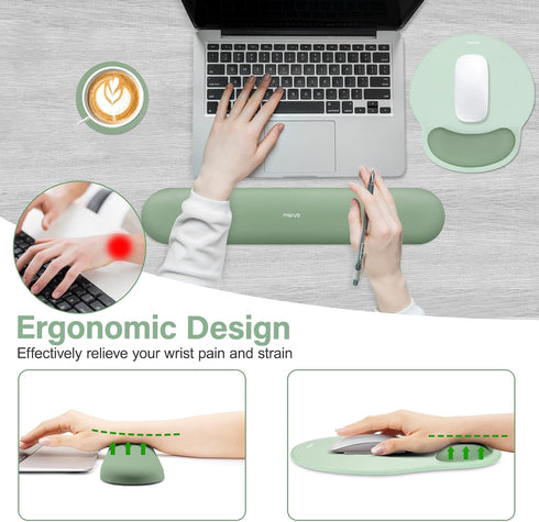 Set, MOSISO Wrist Rest Support for Mouse Pad&Keyboard Circle Curved Ergonomic Mousepad&Coaster Non-Slip Base