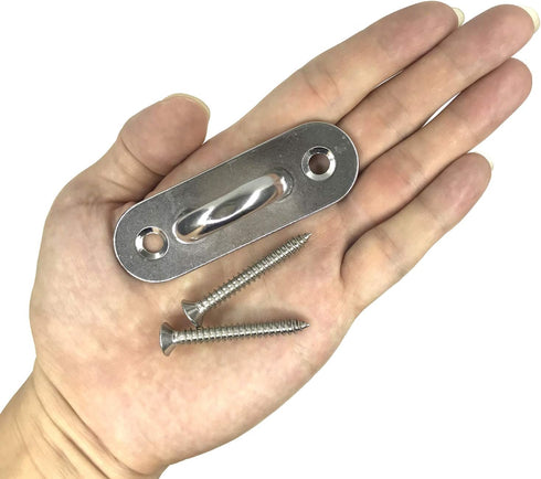 4Pcs 304 Stainless Steel Pad Eye Hooks, 3.15 inch Heavy Ceiling Hook Screw Eyes with 5 x 45mm Screws for Plant Hangers,