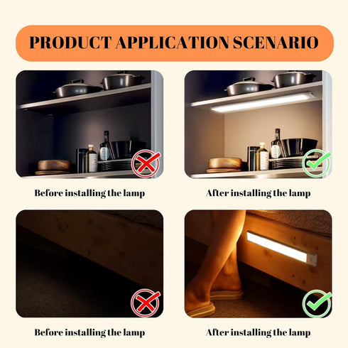 Tweegy 54 11.8 inches Dimmable Closet Under Cabinet Lights, LED Rechargeable Battery Operated Motion Sensor Light