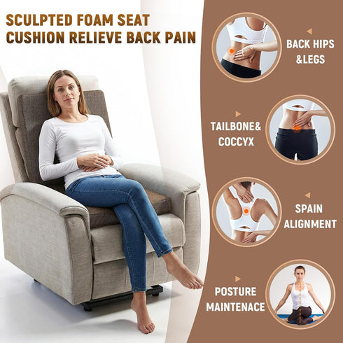 Geiserailie 20 Inch Set Egg Foam Pad Recliner Seat Cushion Recliner Cushions with Cover for Elderly with Back Support