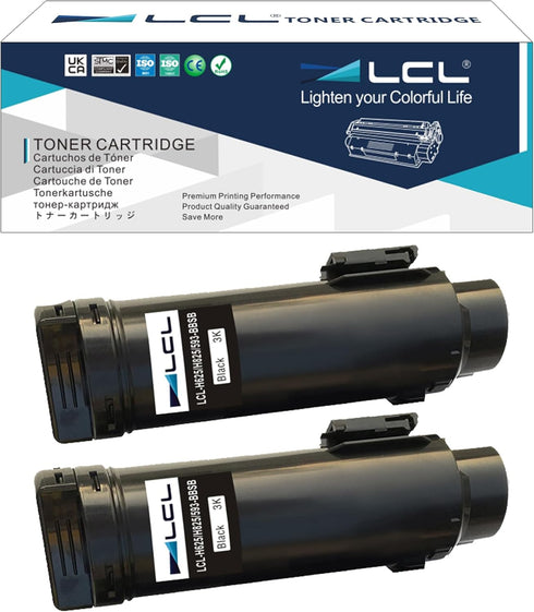 LCL Compatible Toner Cartridge Replacement for Dell H625 H825 S2825, 593-BBOW, 2-Pack for H625cdw H825cdw