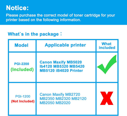LCL Compatible Ink Cartridge Replacement for Canon PGI-2200, High Yield for Maxify MB5020, 6-Pack