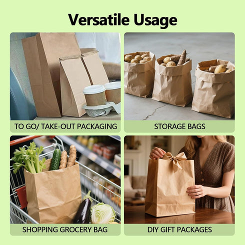 MAXTBEE 50 Pack Bags,58 Lbs Bag,14x10.5x6.5 Inch Paper Kraft Paper Heavy Duty Large Grocery Brown Bags for Storage,Take