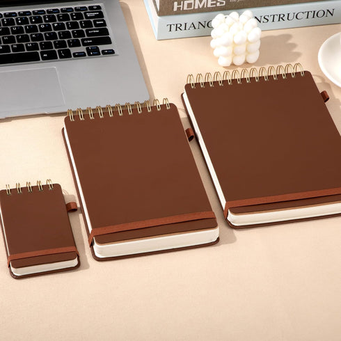 Yoment Top Spiral Notebook, Leather Large Steno Pads, 240 Pages, 7x10, 100 GSM Thick Paper, Left Handed Notebooks