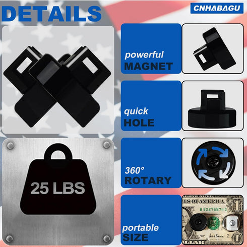 1-Second (10pcs, D20 0.78IN) Magnet Zip Tie Mount Magnetic Zip Ties Mount Holder Strong Magnetic Snap Installation