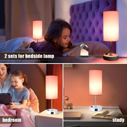 3 Dimmable Table Lamp with USB Port - Desk Lamp Touch Lamp Bedside Lamps for Bedroom, Way Small Lamps for Living Room