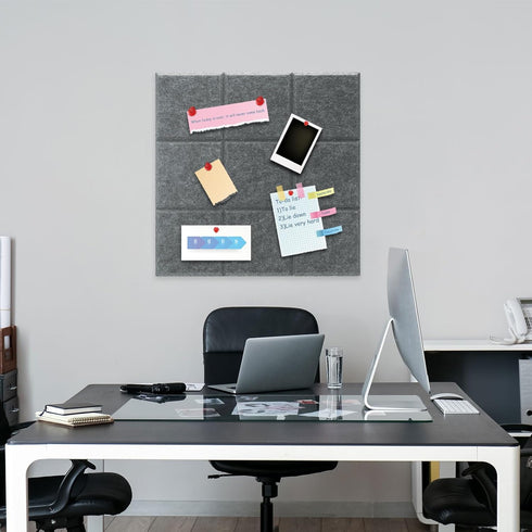 PATIKIL Felt Board Tiles, 12 Pack Self Adhesive Square Wall Bulletin Pin Board with Push Pins for Home Office Decor