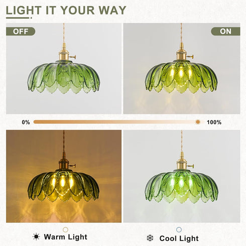 Glass Pendant Lights Kitchen Island, Vintage Brass Pendant Light Fixtures, Adjustable Green Kitchen Pendant Lighting