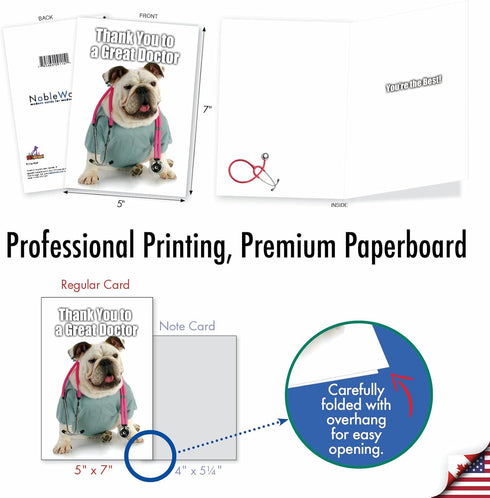NobleWorks - 1 Funny Thank You Greeting Card (Doctor) with 5 x 7 Inch Envelope