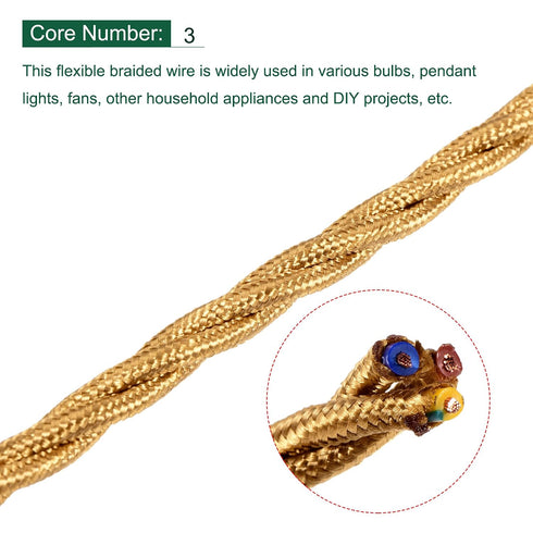 16.4Ft 18/3 MECCANIXITY Twisted Cloth Covered Wire, Cloth Covered Electrical Wire Vintage Industrial Electronic Wire