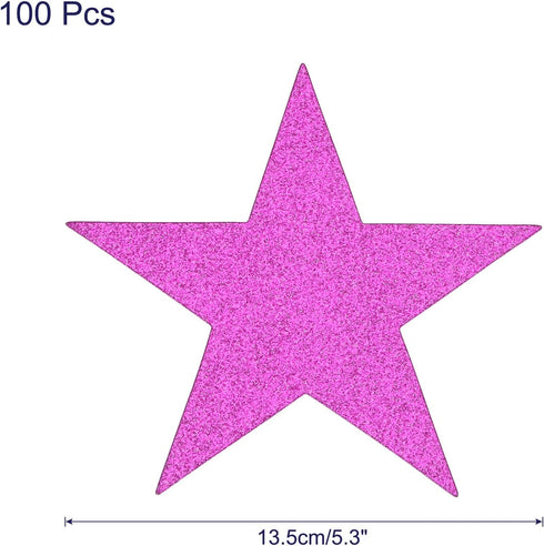 MECCANIXITY Glitters Star Cutouts Paper Five Star Confetti Cutouts for Birthday Party Classroom Wedding Bulletin Board Wall Decorations 5.3 Inches,(Pink) Pack of 100 by MECCANIXITY