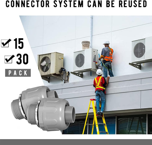 Yaomiao Liquid Tight Connector 180 Degree Electrical Conduit Fittings, Non Metallic PVC for Home (30 Pcs)