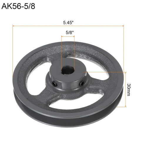 uxcell AK56-5/8 V-Belt Sheave, 5/8" Bore 5.45" OD Single Groove Cast Iron Sheave for 4L or A Belt