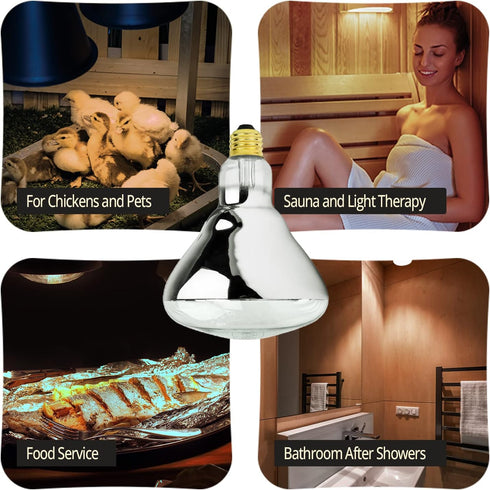 250 Bulb R40 250R40 Bulb E26 1 Pack Watt Heat lamp for Bathroom Incandescent Shower Heat Lamp Clear Infrared Bath Light