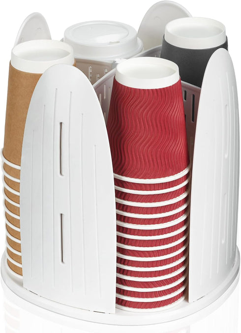 MYITYARD Rotatable Cup and Lid Organizer for Countertops, Coffee Cup Dispenser, Paper