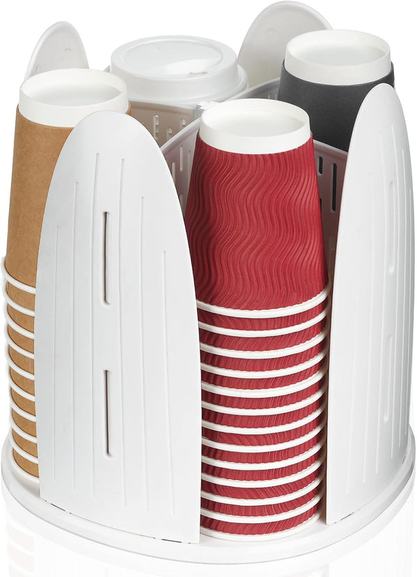 MYITYARD Rotatable Cup and Lid Organizer for Countertops, Coffee Cup Dispenser, Paper