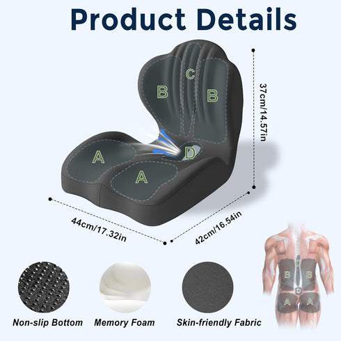 BANKQF Tailbone Seat Cushion for Office Chair and Car, L-Shaped Ergonomic Seat Cushions,Memory Foam Orthopedic Cushion