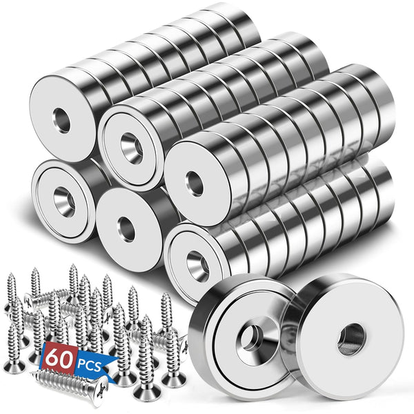 LOVIMAG 20lbs Rare Earth Magnets, 60Pcs Neodymium Cup Magnets, Waterproof Pot Magnet for Science, Craft, Office