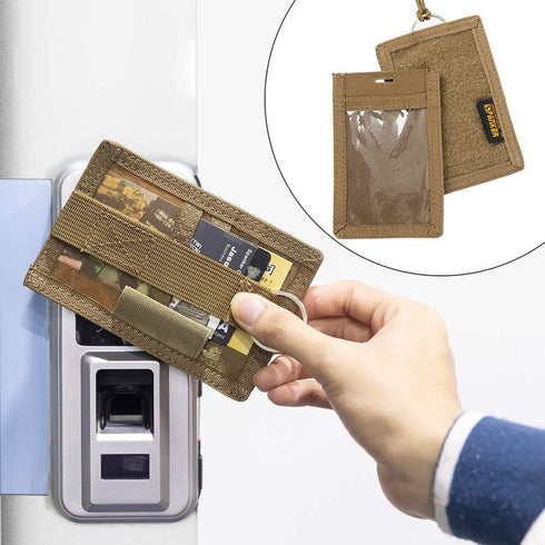 EXCELLENT ELITE SPANKER Tactical ID Card Holder, Adjustable Neck Lanyard, Key Ring Loop, Coyote Brown