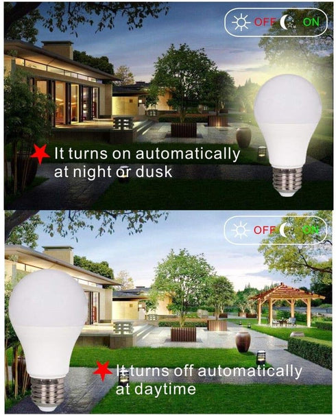 Dusk to Dawn LED Outdoor Light Bulb, 7W Daylight White, Auto on/Off Photocell Sensor, 60 Watt Equivalent, 3-Pack