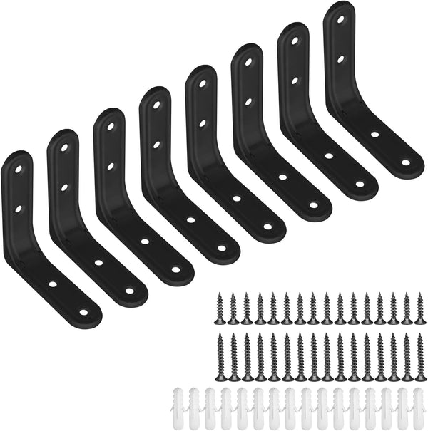 Joyangy 8pcs 3 Inch Heavy Duty L Brackets - 90 Degree Wall Mount