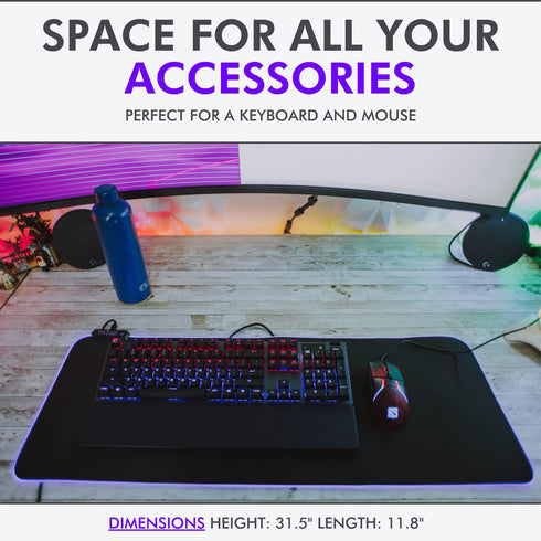 Tilted Nation RGB Gaming Mouse Pad - Large LED Desk Mat with 8 Adjustable Light Modes, Non Slip Rubber Base