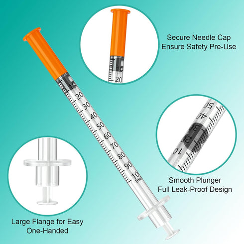 FAJOMRI 1ml 30G 1/2"(12.7mm) Package (100pcs) Syringes, Disposable Individual