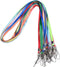 Wisdompro 20 Pack Colorful 17 inch Nylon Neck Strap Lanyard with J Hook Clip & Tone Split Ring