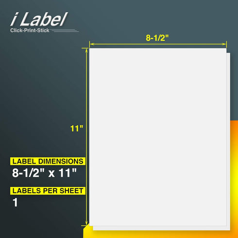 Full Sheet Label Sticker Paper, 8.5" x 11" for Laser & Inkjet Printers, 500 Sheets