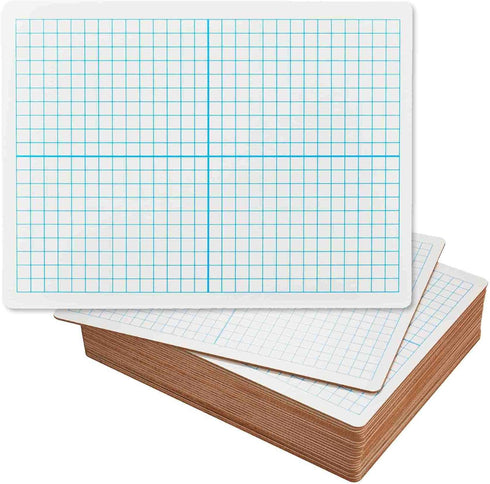 Pack of 25 Dry Erase Lapboards with Grid Lines, 9x12 Graph Whiteboard Set for Student Classroom Learning