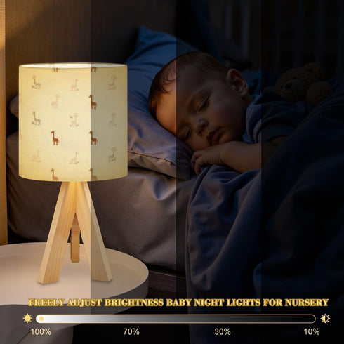 RAINFALLARING Seamless Tripod Table Lamp Cute Baby Giraffe Small Hand Drawn Nursery Animal Bedside Lamps Small Lamp