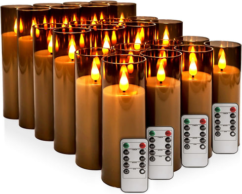 YOROXRG Halloween Decoration Flickering Flameless Candles Battery Operated Timer Led Pillar Candles with
