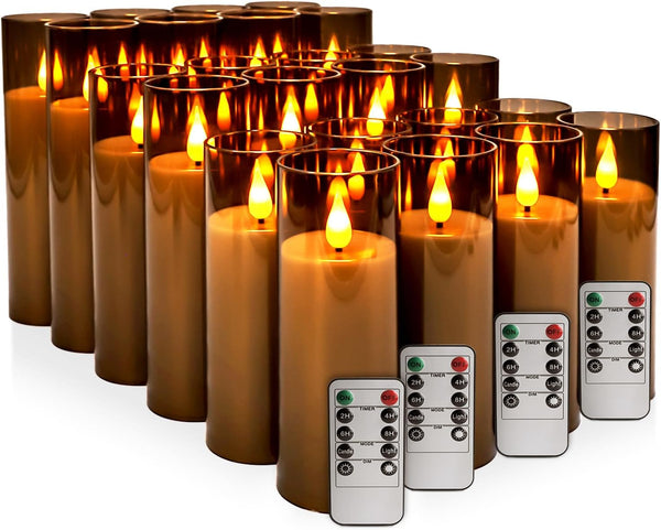 YOROXRG Halloween Decoration Flickering Flameless Candles Battery Operated Timer Led Pillar Candles with