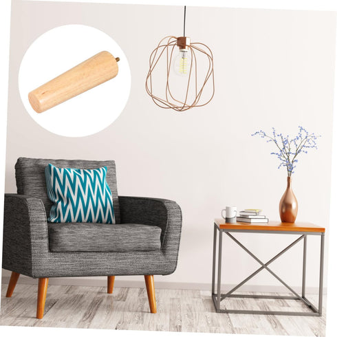 4pcs M8 5x15cm Beavorty Wood Furniture Legs Tapered Table Legs Cabinet Feet with Threaded Rod for Coffee Table Desk