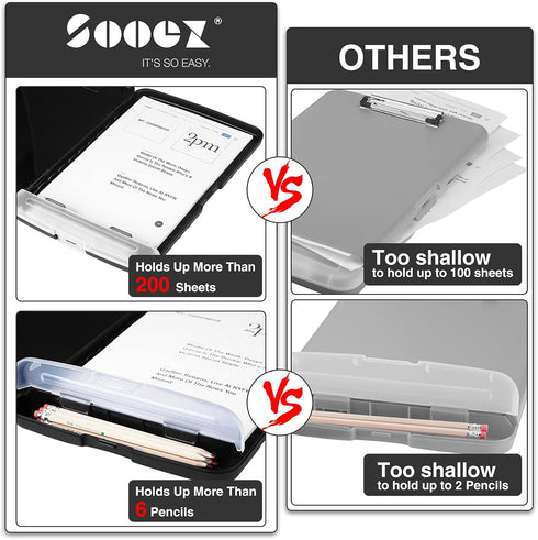 Clipboard with Storage - High Capacity Nursing Clipboards with Pen Holder, Heavy Duty Plastic, Smooth Writing