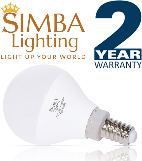 E12 G14 5 40W Bulb (6 Pack) A15 Non-Dimmable, 5000K Simba Lighting LED Candelabra Base Small Globe Watt Replacement