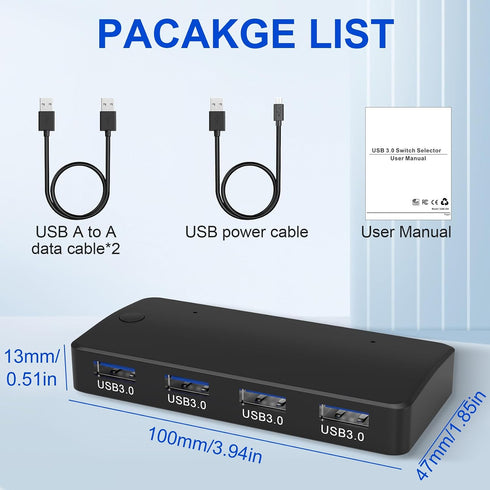 3.0 2 4 Ports,4 3.0 USB Switch Selector Computers Share USB Ports USB Switcher USB for PC Laptop Keyboard Mouse Printer