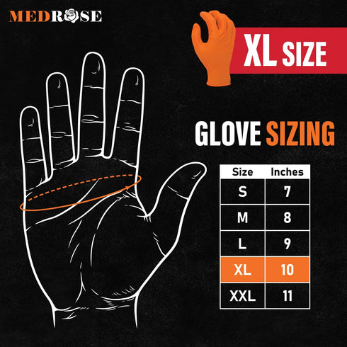 MedRose Disposable Nitrile Gloves: Extra Thick, Latex-Free, Orange Gloves for Industrial and Lab Use