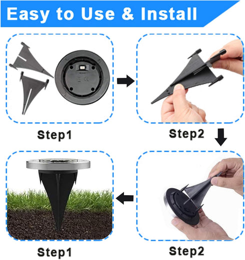 Rayolon 4.6 Inch (8 Pack Diameter Solar Ground Lights, Waterproof Solar Garden Lights, Outdoor Garden Waterproof Bright