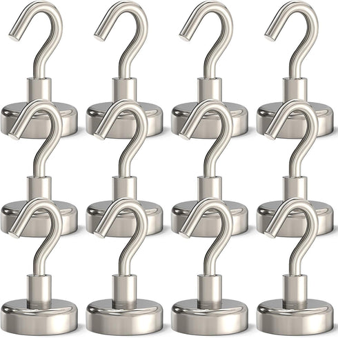 Magnetic Hooks Heavy Duty, 35 lbs Magnets with Hooks for Hanging, Pack of 12 for Kitchen, Grill, Cruise