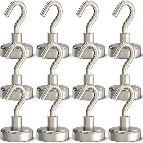 Magnetic Hooks Heavy Duty, 35 lbs Magnets with Hooks for Hanging, Pack of 12 for Kitchen, Grill, Cruise