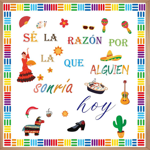 Spanish Bulletin Board Set, Classroom Decor with Inspirational Positive Affirmations and Motivational School Decorations