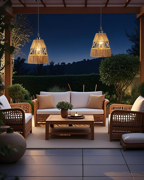 2 Pack Battery Operated Chandelier Outdoor Waterproof, Hanging Pendant Light with Remote Control for Gazebo, Pergola