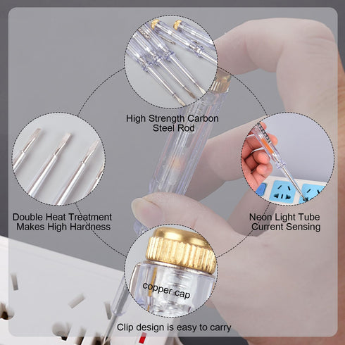Fielect 3pcs Test Screwdriver, Voltage Detector Pen Light Circuit Tester Electric Test Pen AC/DC 100-500V