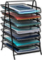 Mind Reader 7-Tier Paper Tray, Desktop Organizer for File Storage, Metal Mesh, 11.75" L x 13.75" W x 18" H, Black