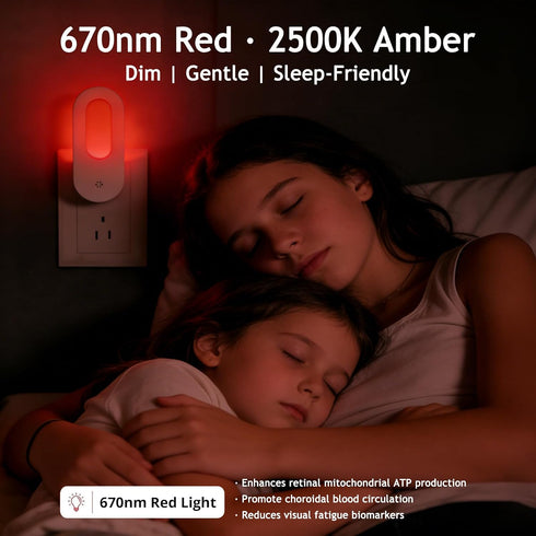 670nm 0.3W (2 Packs) Red Light Night Light for Sleep, to Promote Melatonin, Auto On/Off Dusk to Dawn Sensor, Ultra Soft