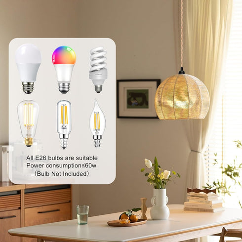 eopriod (2Pack) 15ft E26 E27 Bulb Hanging Lamp Kit with On/Off Switch, Plug in Pendant Light Kit for Home Lighting